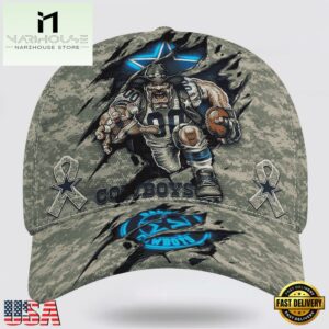 Custom Name And Number NFL Cowboys Camo Mascot Classic Baseball Cap