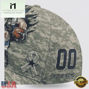 Custom Name And Number NFL Cowboys Camo Mascot Classic Baseball Cap