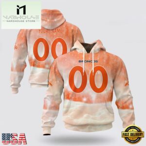 Custom Name And Number NFL Denver Broncos Christmas Spirit All Over Print Hoodie Shirt