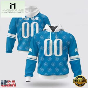 Custom Name And Number NFL Detroit Lions Christmas Spirit All Over Print Hoodie Shirt
