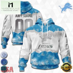 Custom Name And Number NFL Detroit Lions Color Christmas 3D Hoodie Shirt