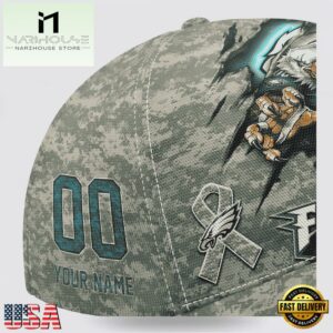 Custom Name And Number NFL Eagles Camo Mascot New Design Baseball Cap 12 Custom Name And Number NFL Eagles Camo Mascot Classic Baseball Cap