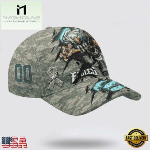 Custom Name And Number NFL Eagles Camo Mascot New Design Baseball Cap 9 Custom Name And Number NFL Eagles Camo Mascot Classic Baseball Cap