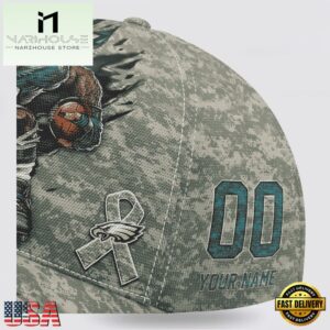 Custom Name And Number NFL Eagles Camo Mascot New Design Baseball Cap 13 Custom Name And Number NFL Eagles Camo Mascot Classic Baseball Cap
