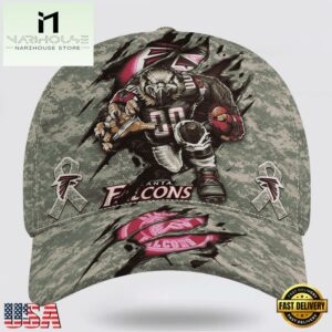 Custom Name And Number NFL Falcons Camo Mascot Classic Baseball Cap