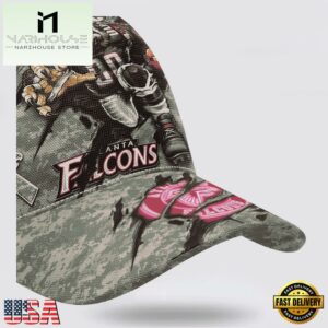 Custom Name And Number NFL Falcons Camo Mascot Classic Baseball Cap