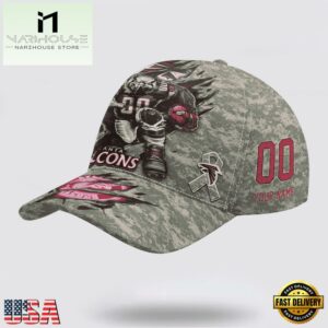 Custom Name And Number NFL Falcons Camo Mascot Classic Baseball Cap