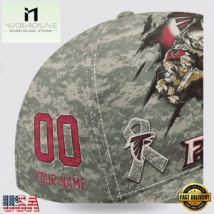 Custom Name And Number NFL Falcons Camo Mascot Classic Baseball Cap