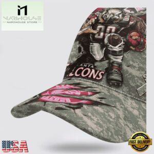 Custom Name And Number NFL Falcons Camo Mascot Classic Baseball Cap