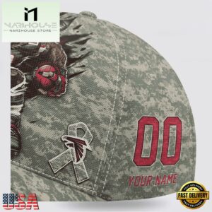 Custom Name And Number NFL Falcons Camo Mascot Classic Baseball Cap