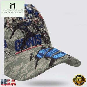 Custom Name And Number NFL Giants Camo Mascot Classic Baseball Cap