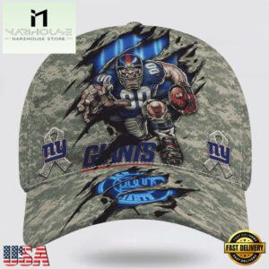 Custom Name And Number NFL Giants Camo Mascot Classic Baseball Cap