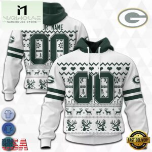 Custom Name And Number NFL Green Bay Packers Christmas Spirit All Over Print Hoodie Shirt
