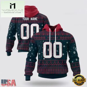 Custom Name And Number NFL Houston Texans Christmas Spirit All Over Print Hoodie Shirt