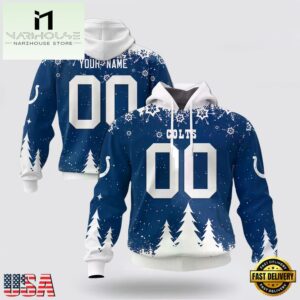 Custom Name And Number NFL Indianapolis Colts Christmas Spirit All Over Print Hoodie Shirt