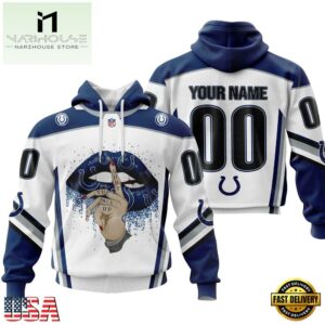 Custom Name And Number NFL Indianapolis Colts Lips All Over Print Hoodie