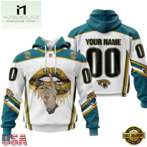 Custom Name And Number NFL Jacksonville Jaguars Lips All Over Print Hoodie