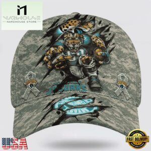 Custom Name And Number NFL Jaguars Camo Mascot Classic Baseball Cap
