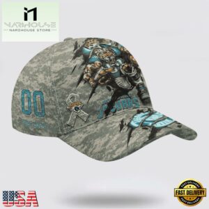 Custom Name And Number NFL Jaguars Camo Mascot Classic Baseball Cap
