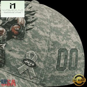 Custom Name And Number NFL Jets Camo Mascot New Design Baseball Cap 13 Custom Name And Number NFL Jets Camo Mascot Classic Baseball Cap
