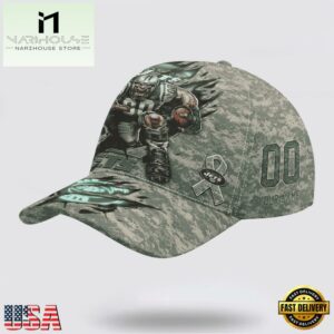 Custom Name And Number NFL Jets Camo Mascot Classic Baseball Cap