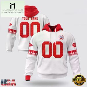 Custom Name And Number NFL Kansas City Chiefs Christmas Spirit All Over Print Hoodie Shirt