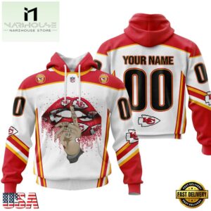Custom Name And Number NFL Kansas City Chiefs Lips All Over Print Hoodie
