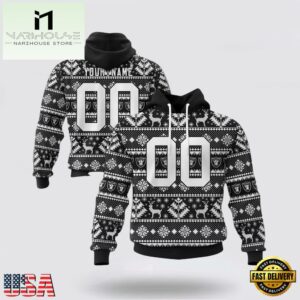 Custom Name And Number NFL Las Vegas Raiders Christmas Spirit All Over Print Hoodie Shirt