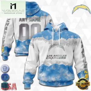 Custom Name And Number NFL Los Angeles Chargers Color Christmas 3D Hoodie Shirt