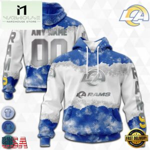 Custom Name And Number NFL Los Angeles Rams Color Christmas 3D Hoodie Shirt
