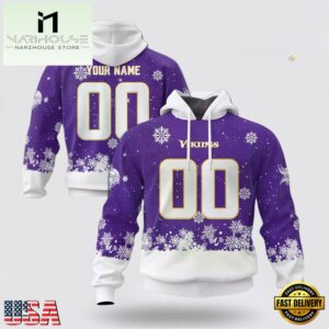 Custom Name And Number NFL Minnesota Vikings Christmas Spirit All Over Print Hoodie Shirt