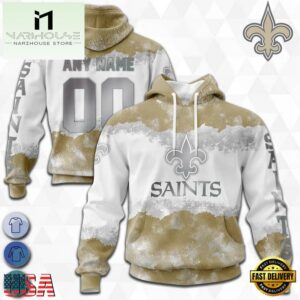 Custom Name And Number NFL New Orleans Saints Color Christmas 3D Hoodie Shirt
