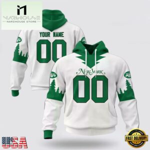 Custom Name And Number NFL New York Jets Christmas Spirit All Over Print Hoodie Shirt