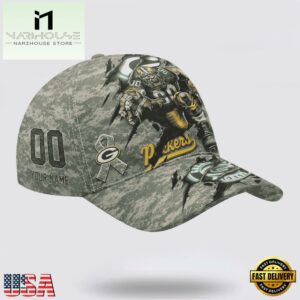 Custom Name And Number NFL Packers Camo Mascot New Design Baseball Cap 9 Custom Name And Number NFL Packers Camo Mascot Classic Baseball Cap