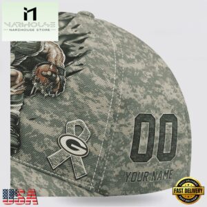 Custom Name And Number NFL Packers Camo Mascot New Design Baseball Cap 13 Custom Name And Number NFL Packers Camo Mascot Classic Baseball Cap