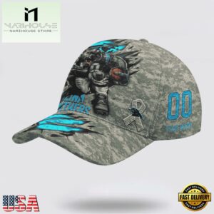 Custom Name And Number NFL Panthers Camo Mascot Classic Baseball Cap