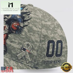 Custom Name And Number NFL Patriots Camo Mascot Classic Baseball Cap