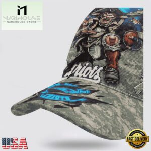 Custom Name And Number NFL Patriots Camo Mascot Classic Baseball Cap