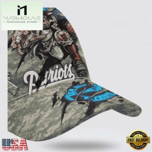 Custom Name And Number NFL Patriots Camo Mascot Classic Baseball Cap