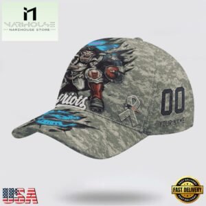 Custom Name And Number NFL Patriots Camo Mascot Classic Baseball Cap