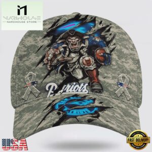 Custom Name And Number NFL Patriots Camo Mascot Classic Baseball Cap