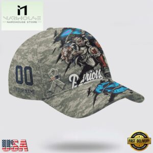 Custom Name And Number NFL Patriots Camo Mascot Classic Baseball Cap