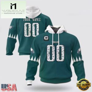 Custom Name And Number NFL Philadelphia Eagles Christmas Spirit All Over Print Hoodie Shirt