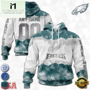 Custom Name And Number NFL Philadelphia Eagles Color Christmas 3D Hoodie Shirt