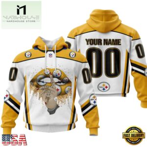 Custom Name And Number NFL Pittsburgh Steelers Lips All Over Print Hoodie
