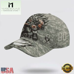 Custom Name And Number NFL Raiders Camo Mascot Classic Baseball Cap
