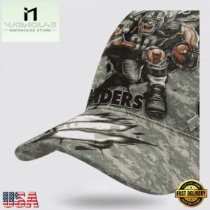 Custom Name And Number NFL Raiders Camo Mascot New Design Baseball Cap 11 Custom Name And Number NFL Raiders Camo Mascot Classic Baseball Cap