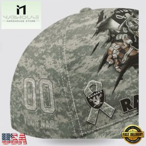 Custom Name And Number NFL Raiders Camo Mascot New Design Baseball Cap 12 Custom Name And Number NFL Raiders Camo Mascot Classic Baseball Cap