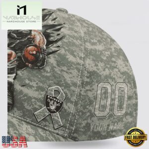 Custom Name And Number NFL Raiders Camo Mascot New Design Baseball Cap 13 Custom Name And Number NFL Raiders Camo Mascot Classic Baseball Cap