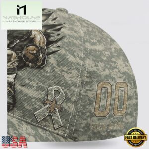 Custom Name And Number NFL Saints Camo Mascot New Design Baseball Cap 13 Custom Name And Number NFL Saints Camo Mascot Classic Baseball Cap